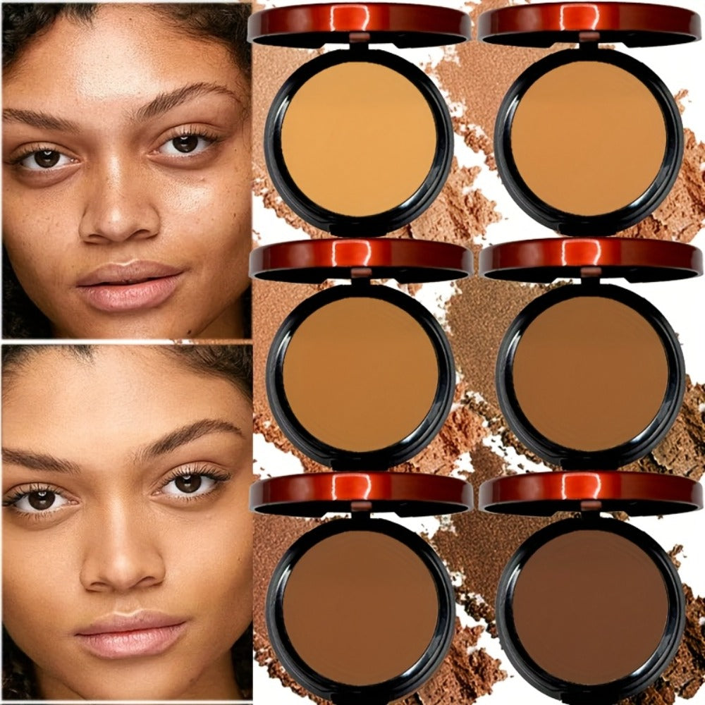 Pressed Powder Foundation Contour Matte Ful1l Coverage Oil Control Waterproof, 6 Shades Light to Dark — image 1