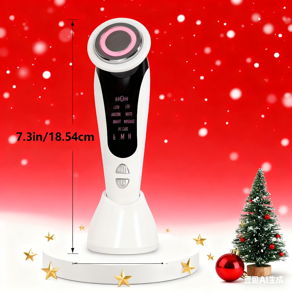 4-in-1 LED Face Neck Massager USB Powered Vibration Facial Lifting Device - Handle Portable Beauty Tool for Home or Salon Spa