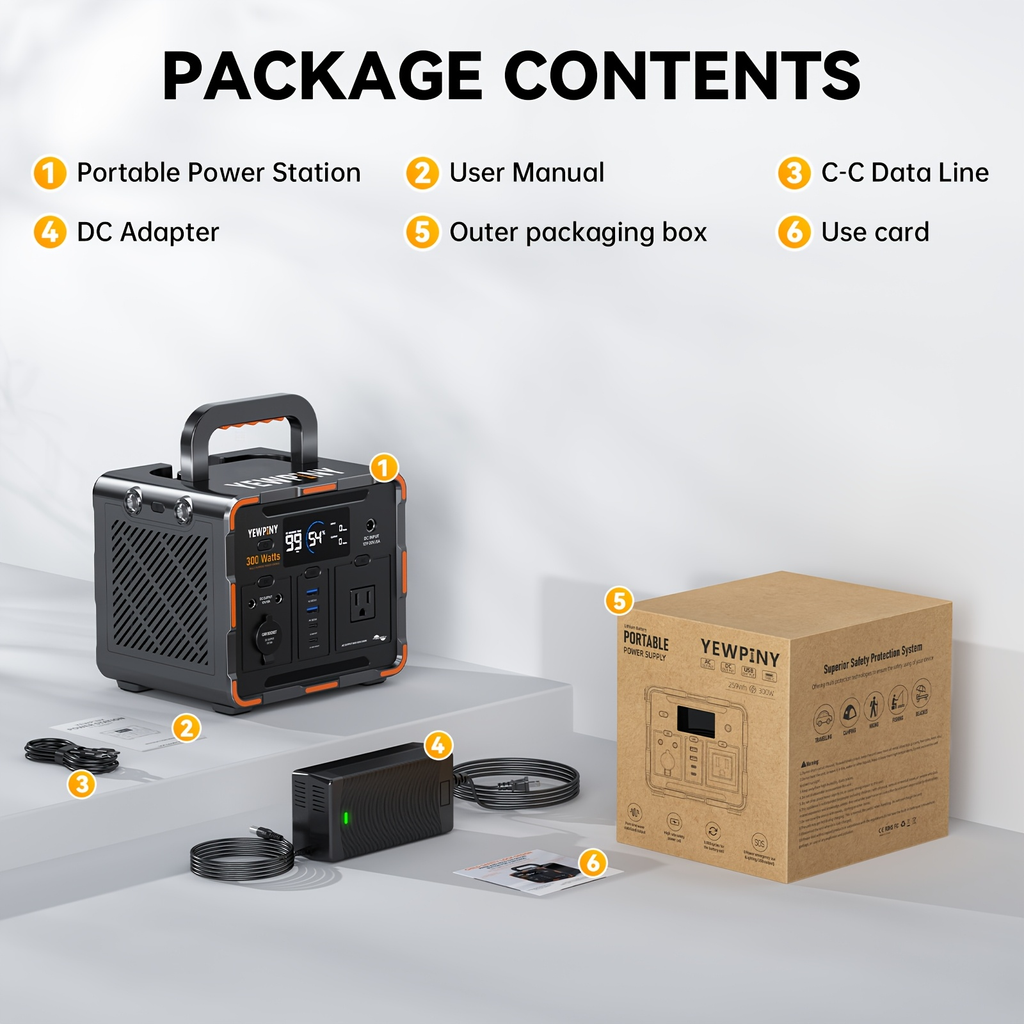 Portable Power Station 259Wh 300W or 599Wh 600W with AC, DC, USB, LiFePO4 Cell Pack and LED Light — image 6