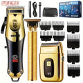 Hair Clipper Set for Men USB Rechargeable – LCD Display Cordless Trimmer, Guide Combs & Cleaning Brushes, Professional Home H