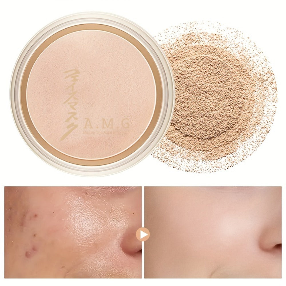 Oil Control Setting Powder Kit with Concealer Puff & Brush – Wet & Dry Dual Formula, Water-Resistant Long-Lasting Matte Finis