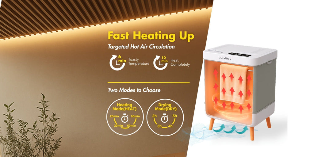 Electric Towel Warmer 35L Large Capacity Foldable Blanket Warmer with Timer & Drying Mode, Fast Heating — image 14