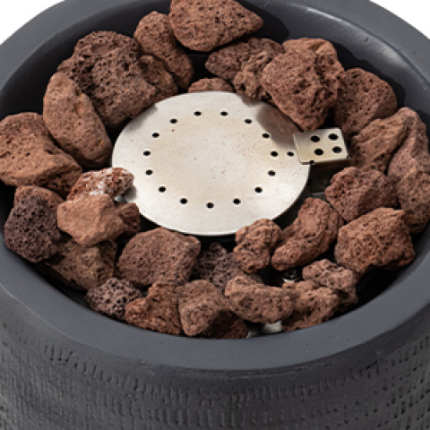 Propane Fire Pit Portable 11 Inch Outdoor 15000 BTU Self-Lighting Metal Concrete All-Weather Round Patio for Garden, Patio an
