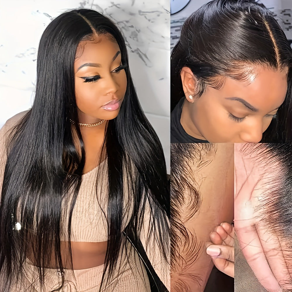 Put On and Go Wig 6x4.5 HD Lace Human Hair Straight 250% Density Glueless Pre-Plucked Pre-Cut Pre-Bleached Knots Long Straigh