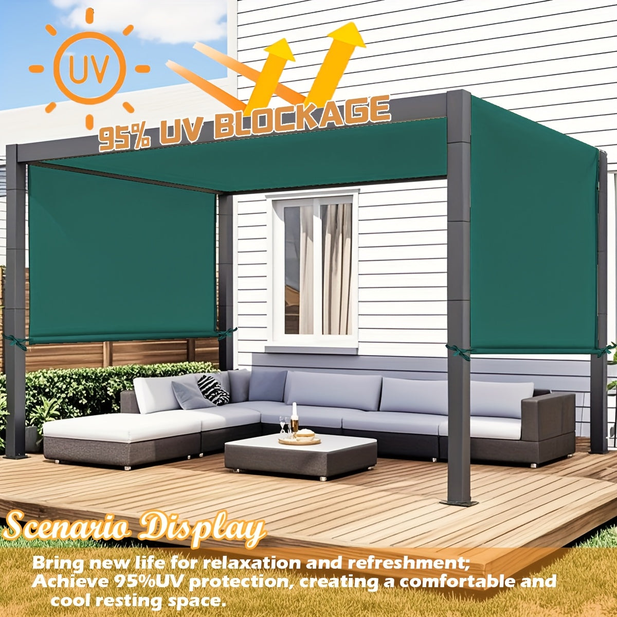 Pergola Canopy Replacement Retractable UV Block | Patio Shade Cover — image 12