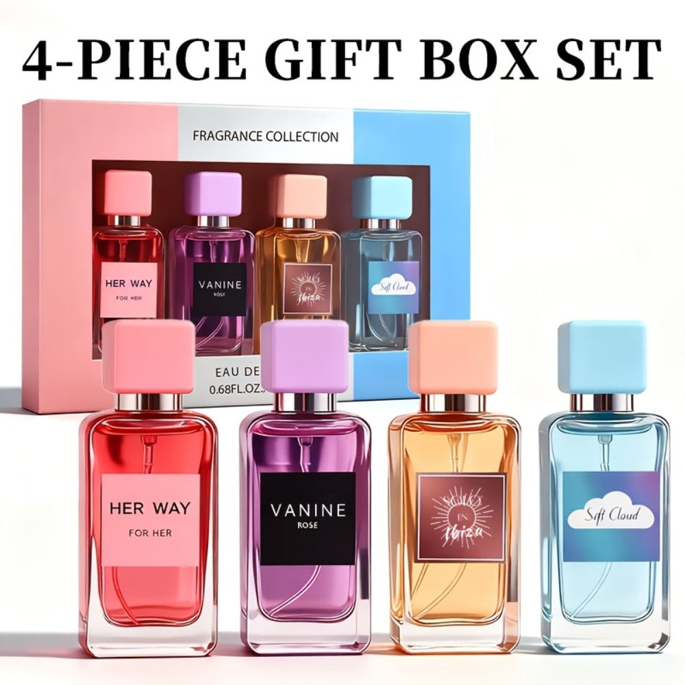 Perfume Gift Set Aroma Allure Four 20ml Eau de Parfum Sprays in Pink Blue Windowed Box for Women — image 1