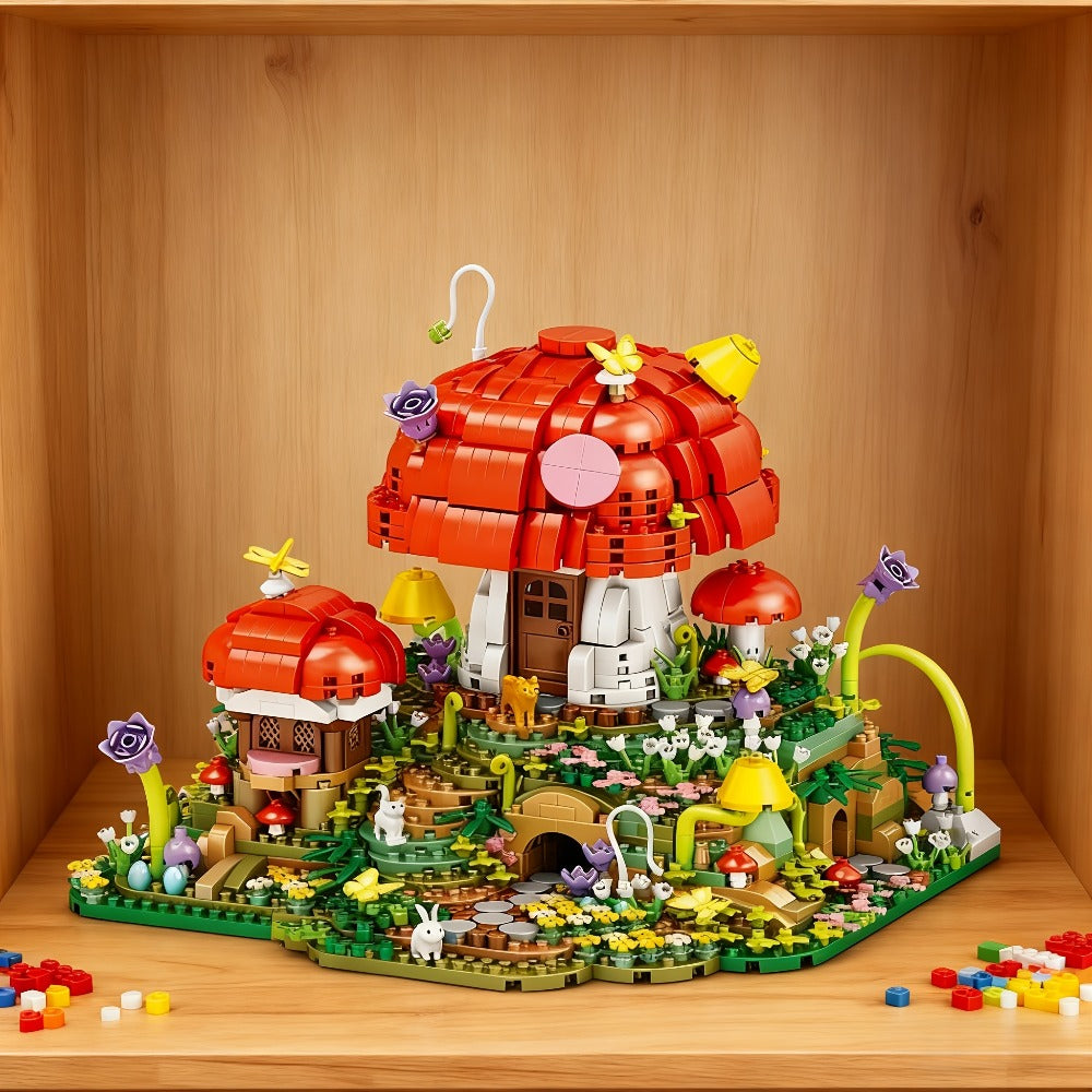 Fairy Mushroom House Building Blocks Set 2000+ Pcs – Mythical Fantasy Miniature Architecture Model 663 Desktop Decoration Dis