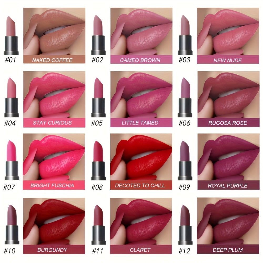 Lip Gloss Set by Mirsist with 6 Matte Lip Colors, Coordinated Nude and Red Tones and Display Case — image 3