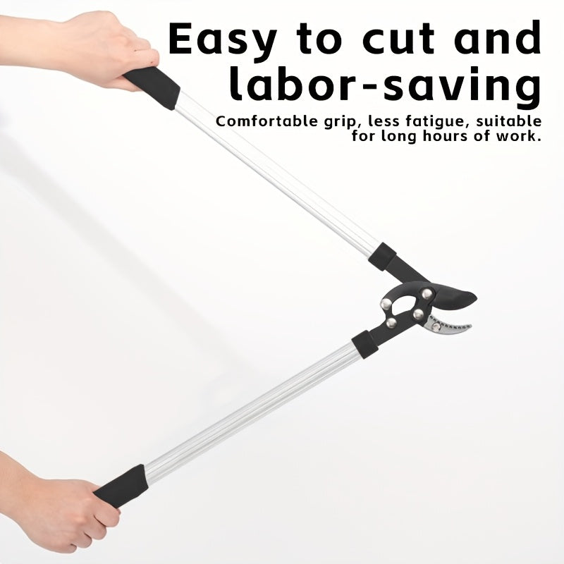 Telescoping Long-Handle Pruning Shears with Silver-Color Shafts, Black Grips and Curved Bypass Blade — image 5