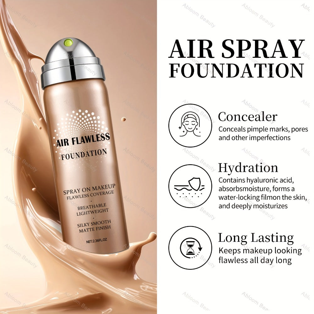 Spray Liquid Foundation and Flat-Top Brush Set with Matte Finish and Eight Numbered Shades — image 2