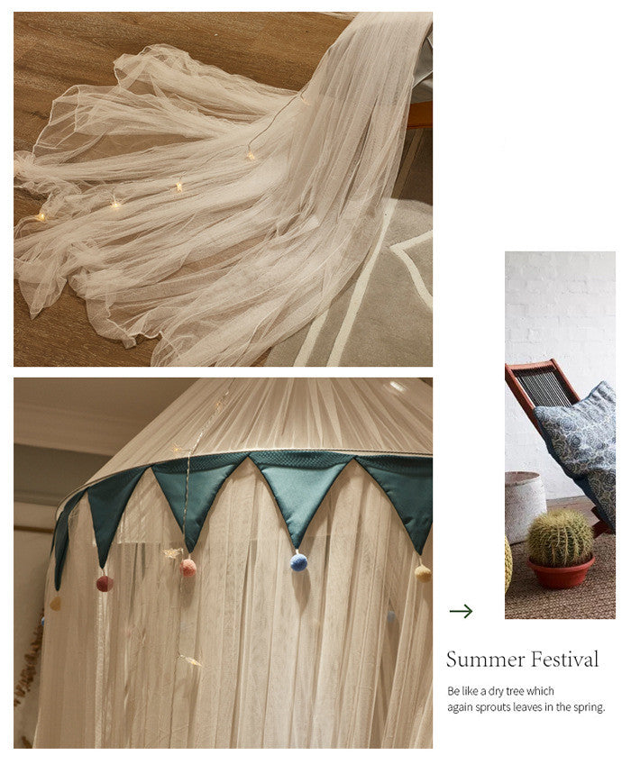 Triangular Ceiling Fur Ball Dome Ceiling Suction Top Mosquito Net Bed Curtain