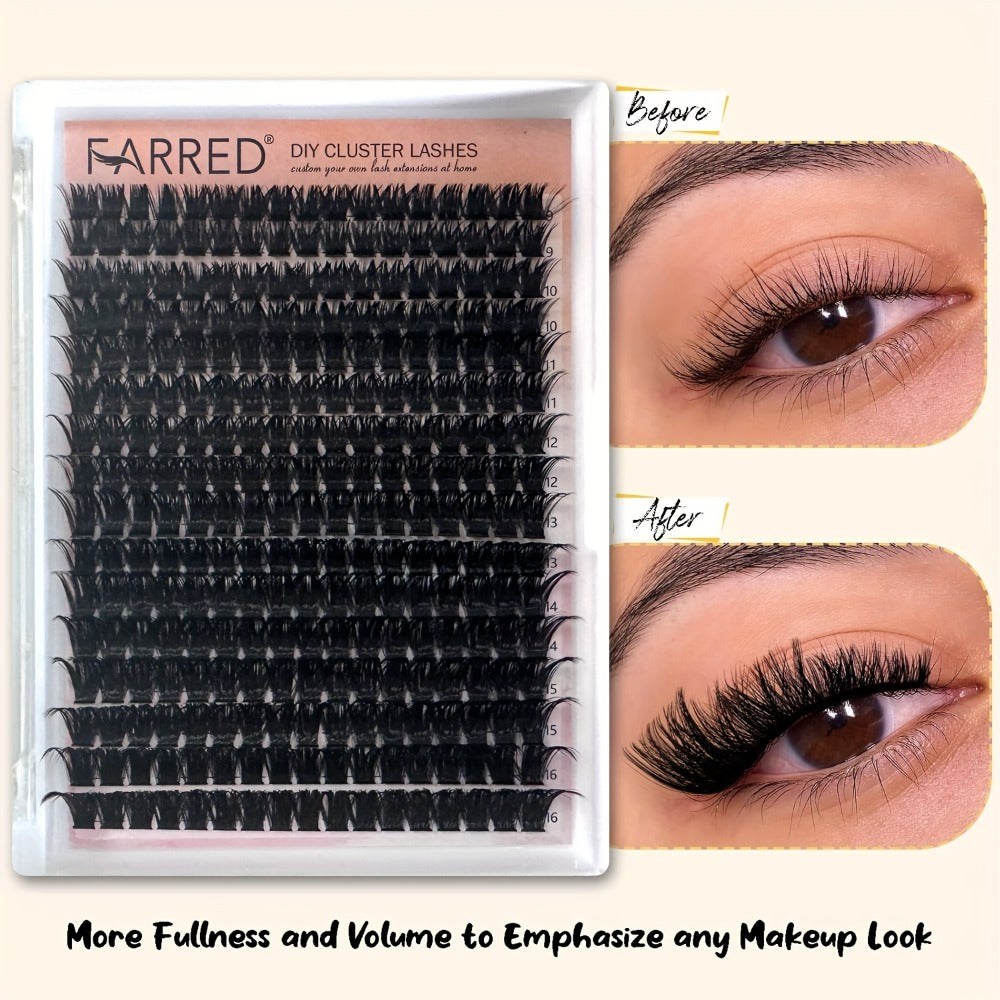 100D Volume Cluster Lashes DIY Individual Lash Extension Kit – Soft Reusable Single Clusters for Full Thick Dramatic Lash Loo