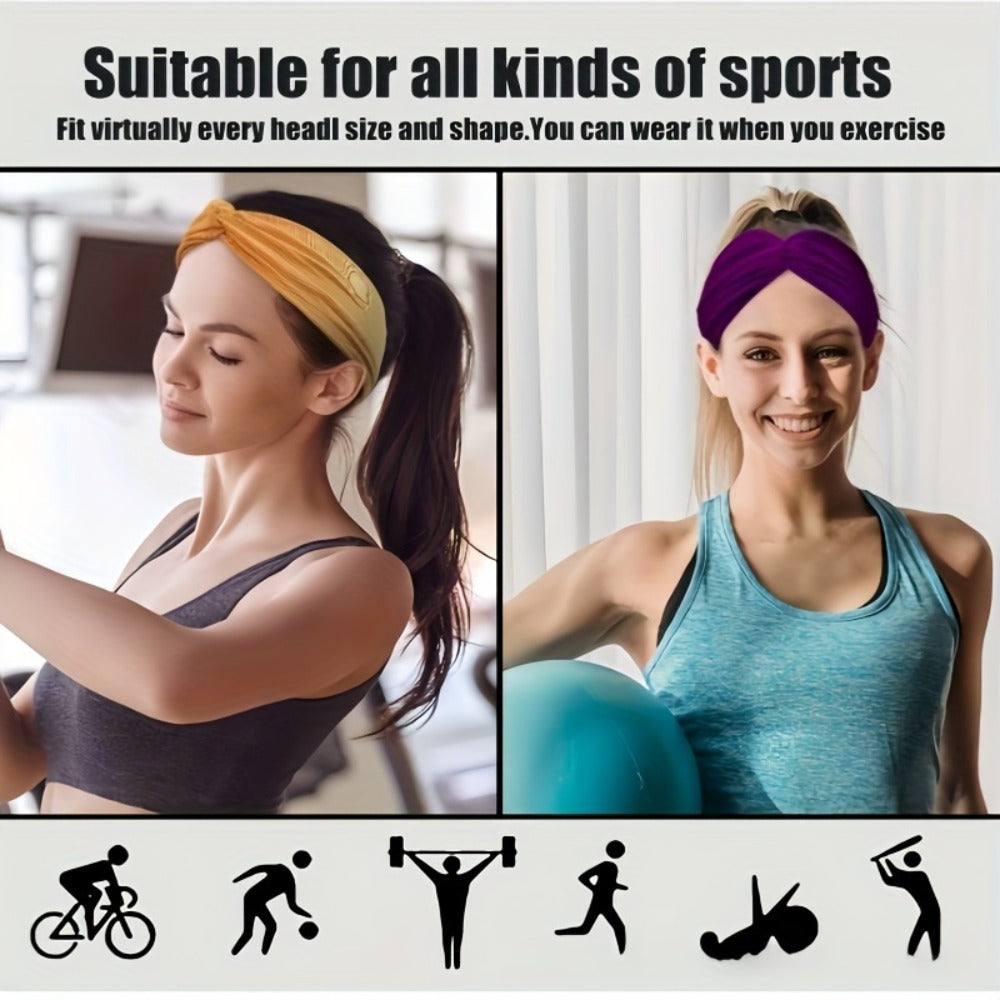 Stretchy Headbands 20 Pack for Women & Men – Soft Sweat-Wicking Non-Slip Elastic Turban Knot Hair Wraps Breathable Solid Colo