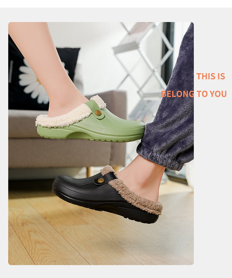 Mens Fleece-Lined Cotton Slippers For Home