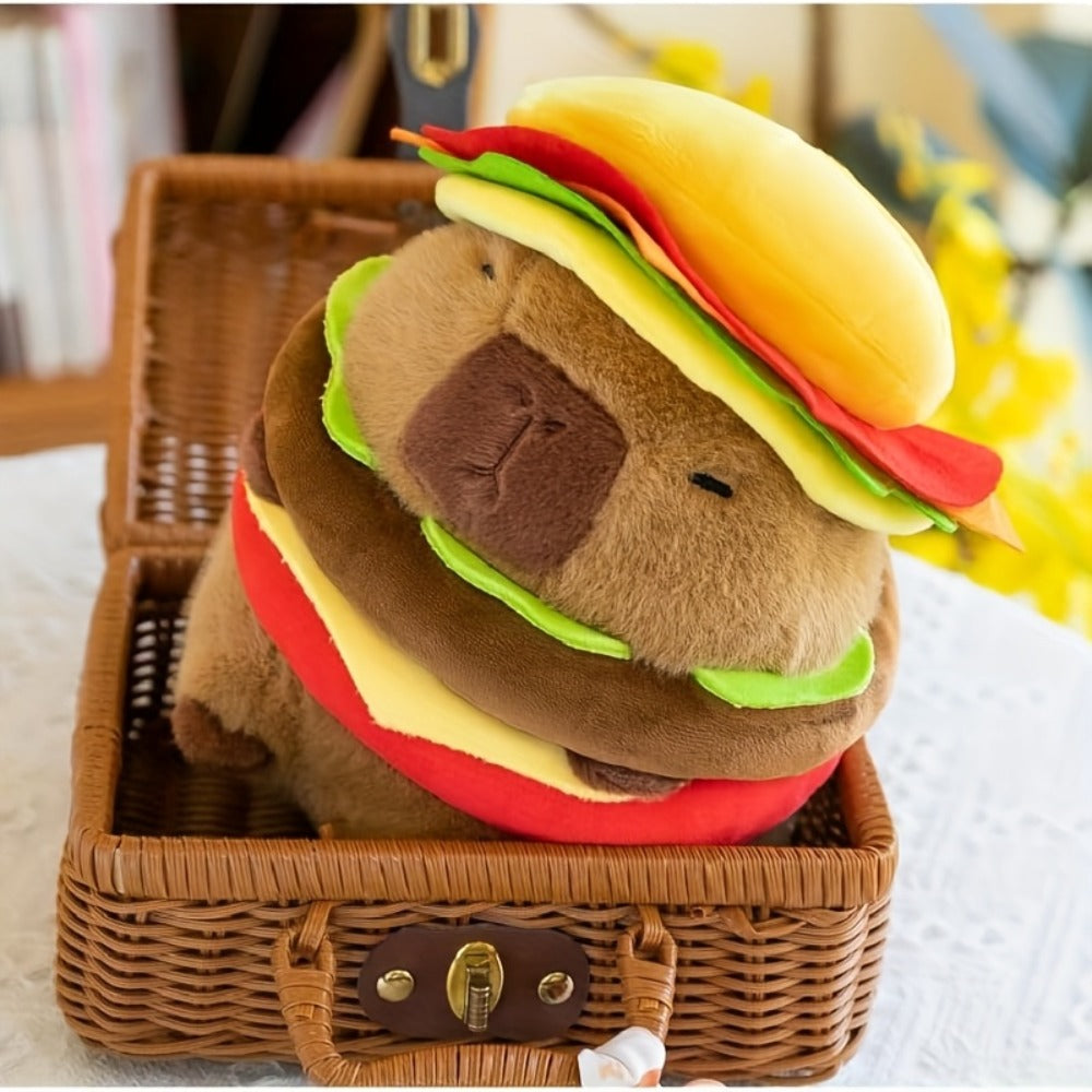 Capybara Plush Stuffed Animal Hamburger Burger Hat Funny Kawaii Plush Toy with the Listed Color, Size or Set Options for Ever
