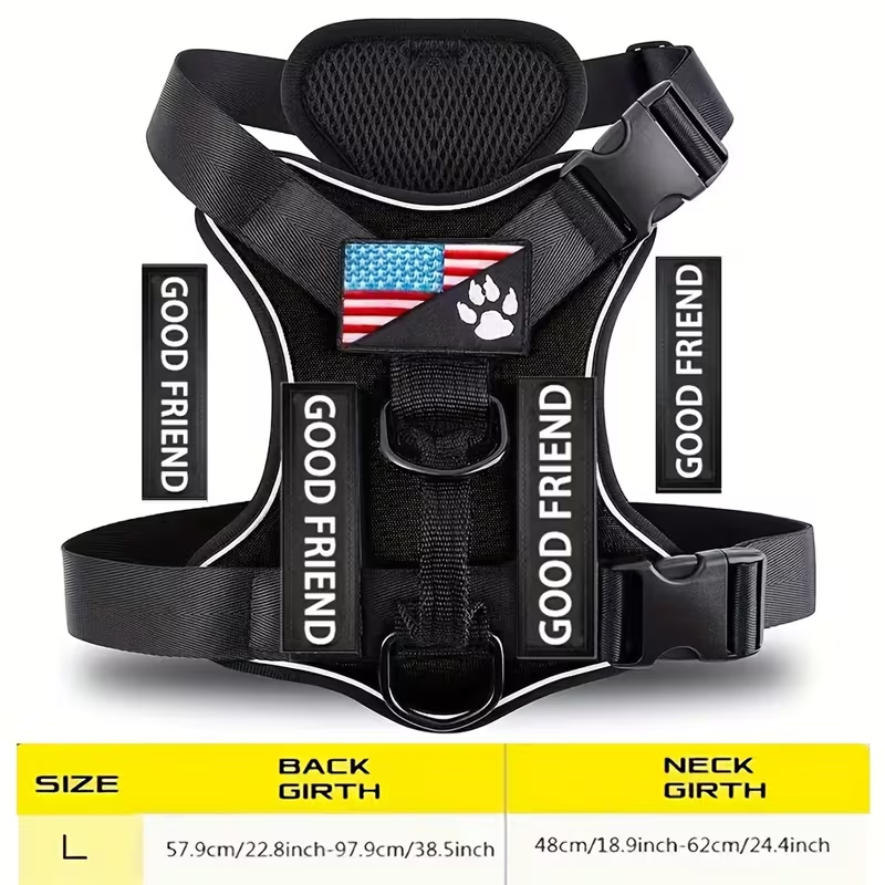 Five-Patch Dog Vest Harness in Black, Red, Rose Red, Grey or Green with XS-to-XL Sizes Pictured — image 32
