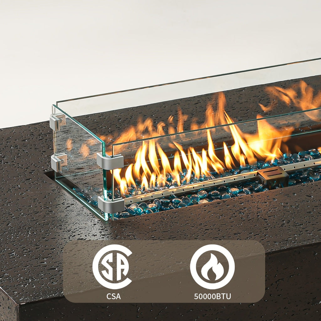 Gas Fire Pit Table Outdoor Propane Fire Pit 16" Round Patio Firepit Table 50000 BTU Electronic Ignition for Backyard Garden P