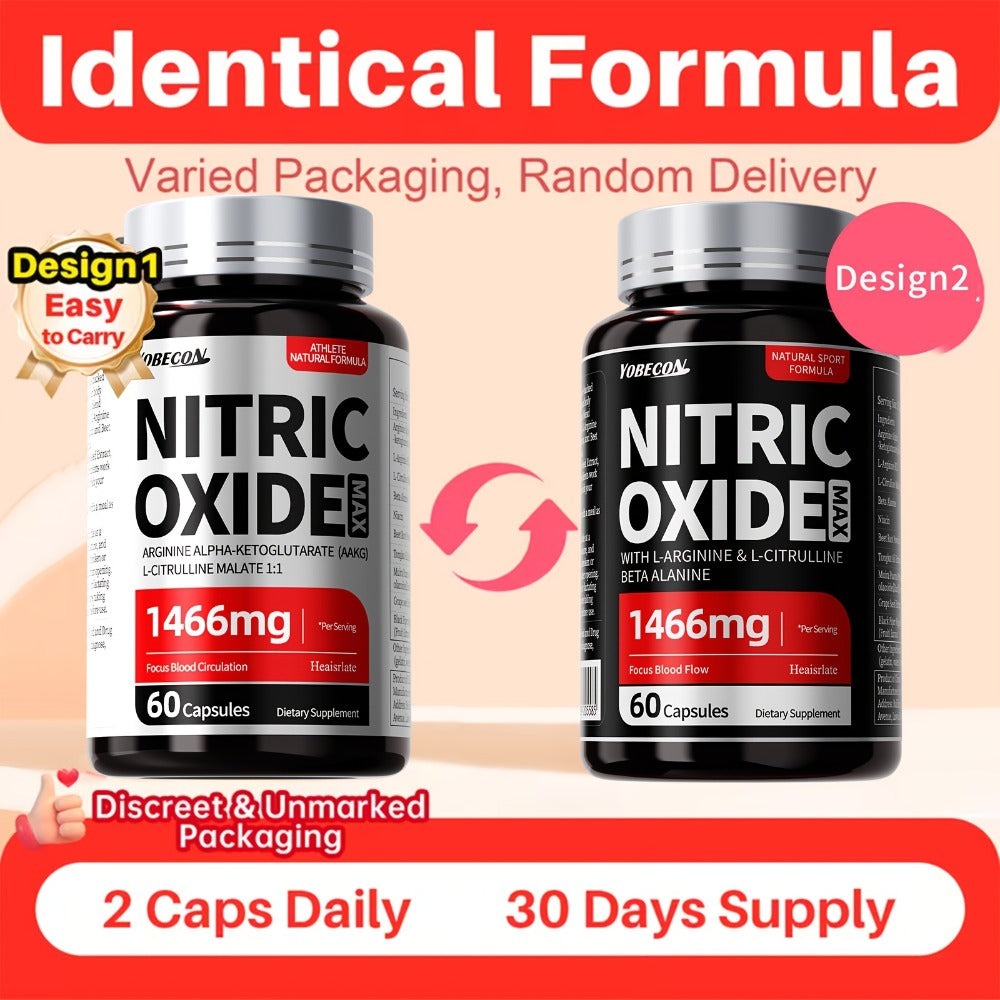 Nitric Oxide Supplement for Men, 800mg AAKG L-Arginine L-Citrulline Beetroot Capsules, Natural Energy & Focus Formula — image
