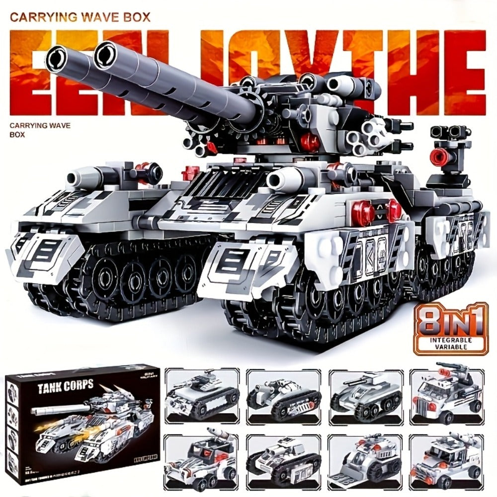 1628-Piece 8-in-1 Tank Building Block Model with White, Yellow, Bagged and Boxed Checkout Options — image 1