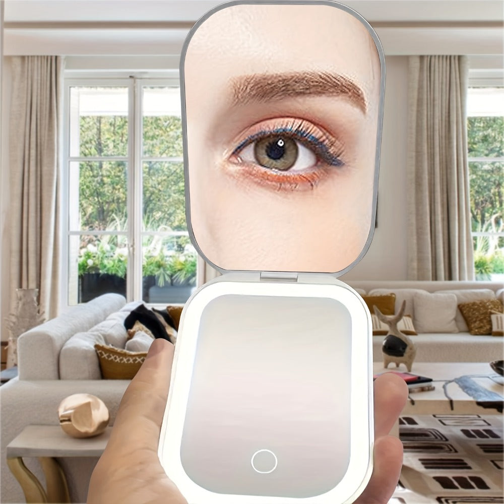 10X LED Lighted Compact Mirror USB Rechargeable 1X 10X Magnification Dimmable 3-Color Touch Screen – Double Sided Portable Tr
