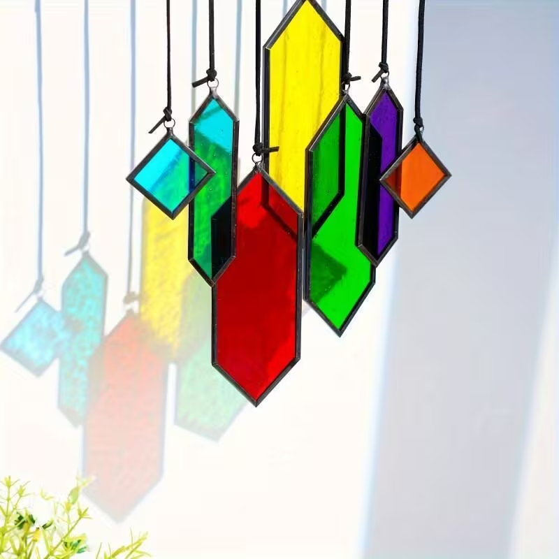 Glass Rainbow Suncatcher Hanging Ornament – Crystal Prism Window Sun Catcher for Garden, Patio & Home Decor — image 2