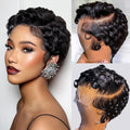 Pixie Cut Wig Human Hair 13x4 HD Lace Front Short Curly Body Wave Loose Deep Wave Finger Wave, for Home, Travel and Salon Hai