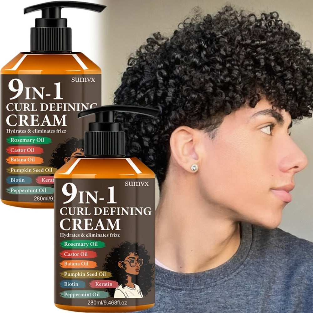 9-in-1 Curl Defining Cream by SUMVX in a Two-Pack of 280ml Pump Bottles with Seven Front-Label Ingredients — image 7