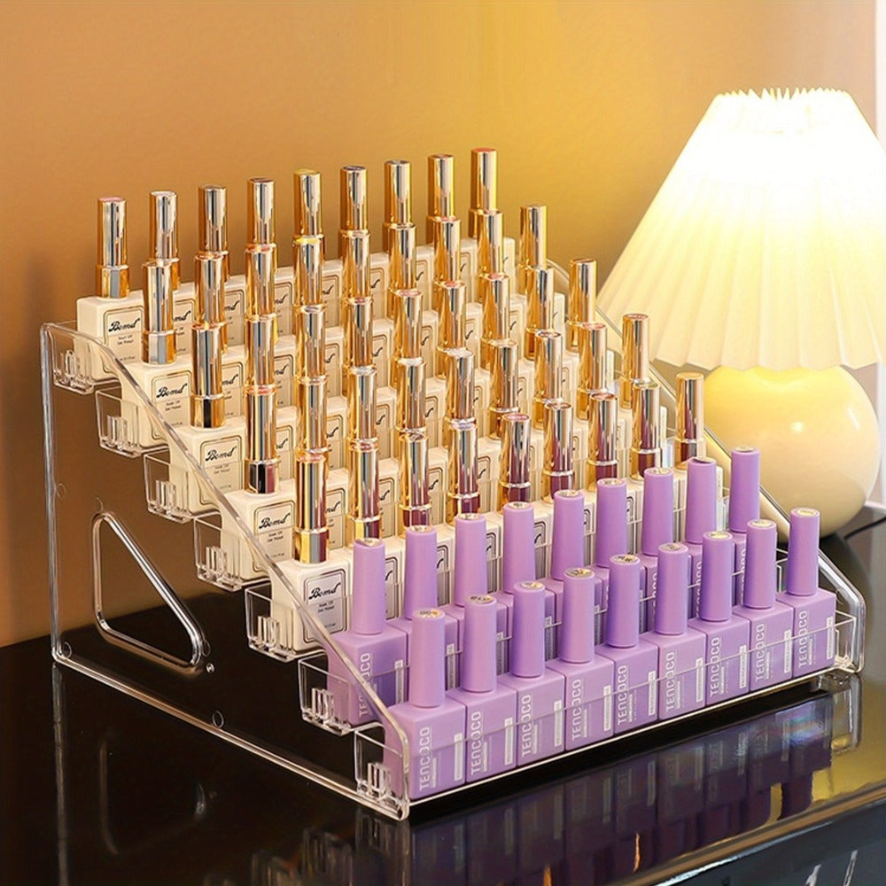 Nail Polish Organizer Acrylic Display Stand 4 Tier Clear Transparent Rack Gel Polish Holder Countertop Storage Shelf for Nail