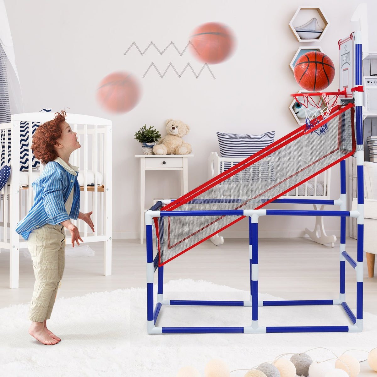 Adjustable Kids Basketball Hoop Set with 2 Balls and Storage for Ages 3–6 — image 7