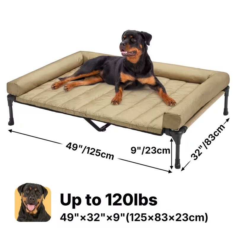 Elevated Dog Bed with Teslin Mesh Cot, Powder-Coated Steel Frame and Removable Bolster Top in Four Sizes — image 28