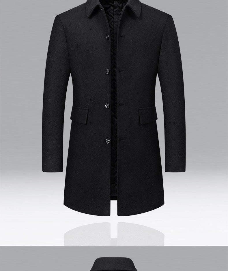 Lapel New Middle-aged Men Coat Woolen Coat