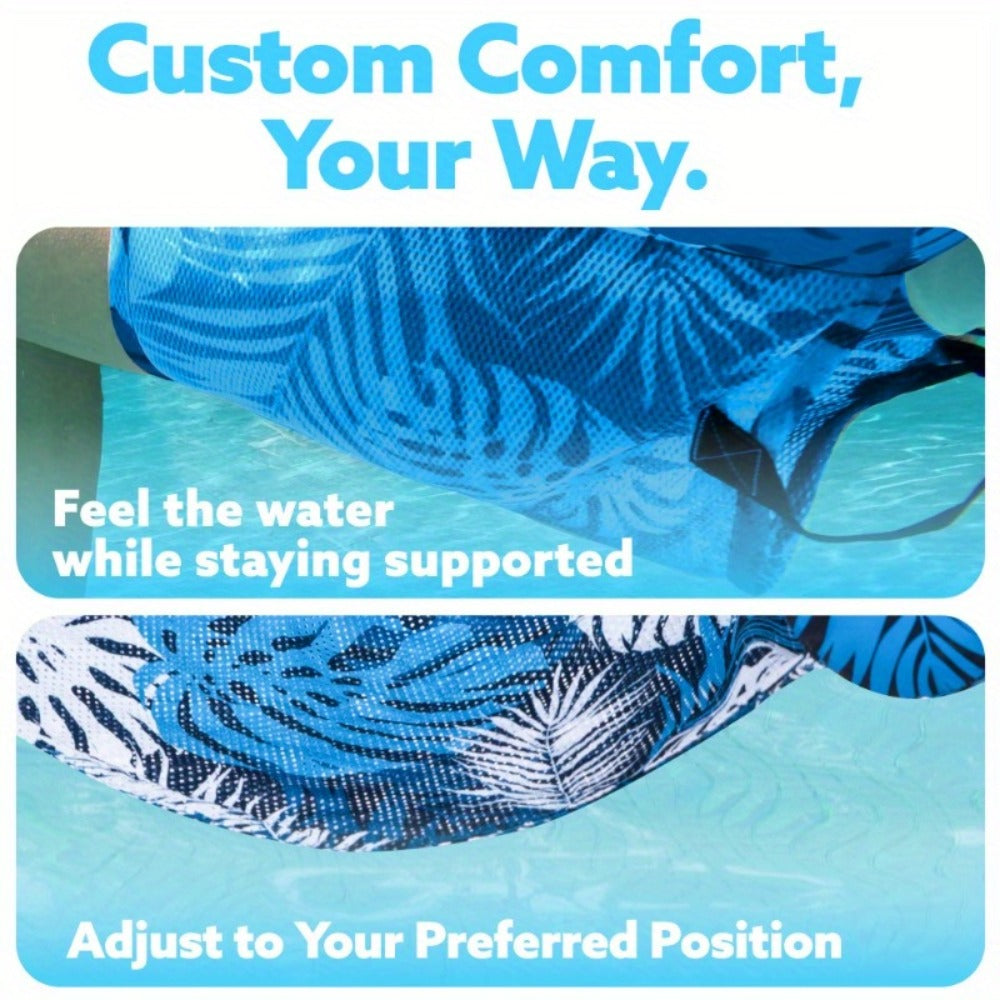 Leaf-Print Inflatable Pool Float Chair with Mesh Sling Seat in Blue, Blue-Green or Red-Cyan Checkout Options — image 18