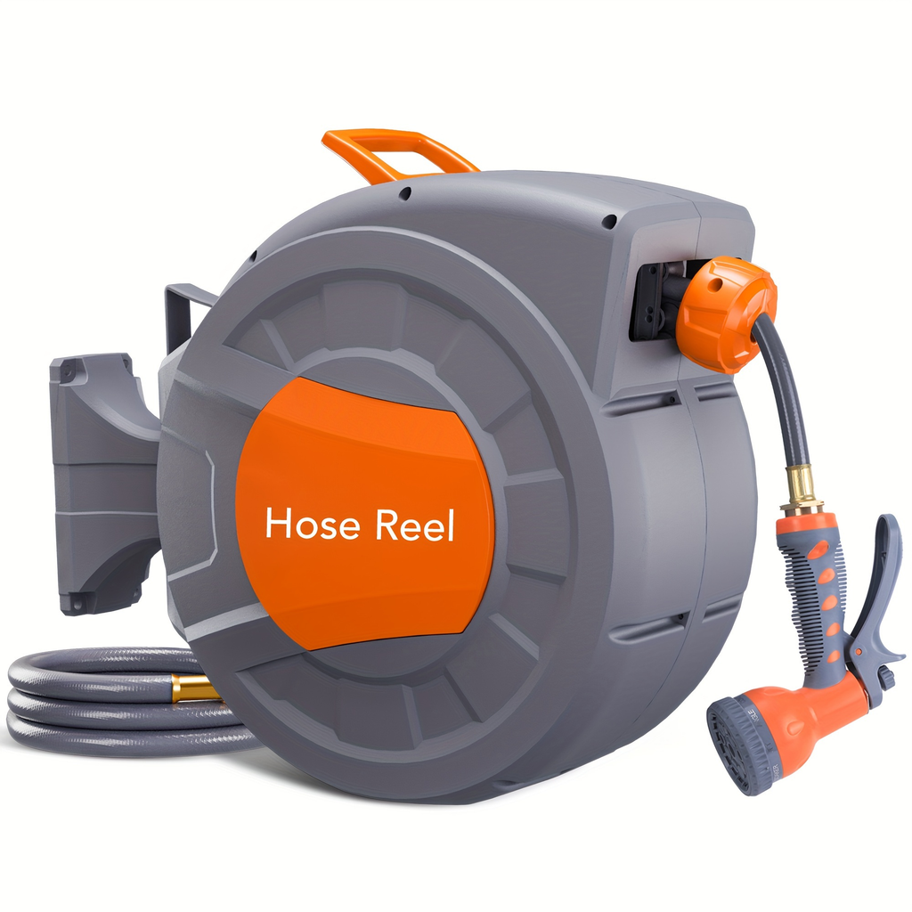 65ft Automatic Garden Hose Reel with 9-Function Sprayer | 180° Swivel, Auto-Rewind & Slow Return System — image 8