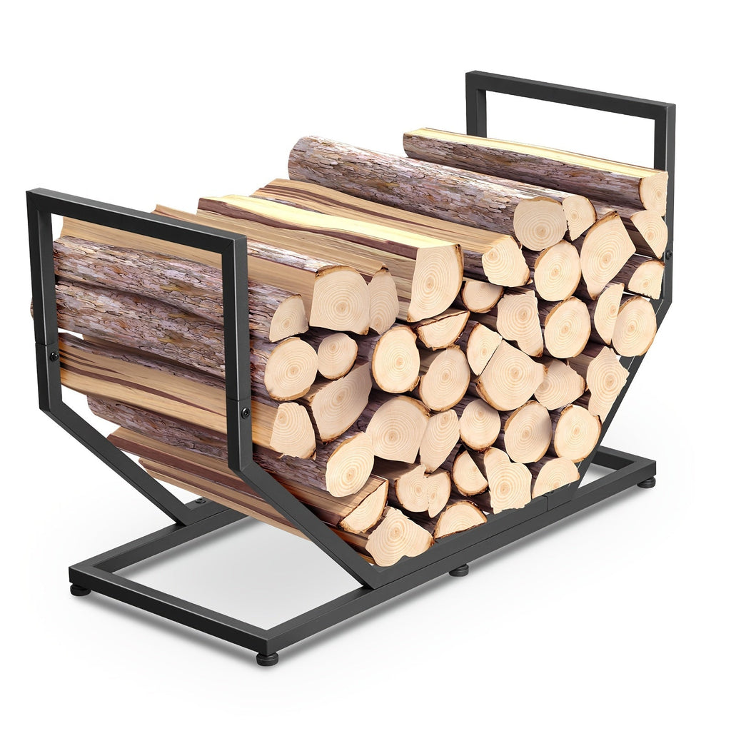 Firewood Rack Outdoor Indoor Heavy Duty Metal Log Holder with Adjustable Feet — image 2