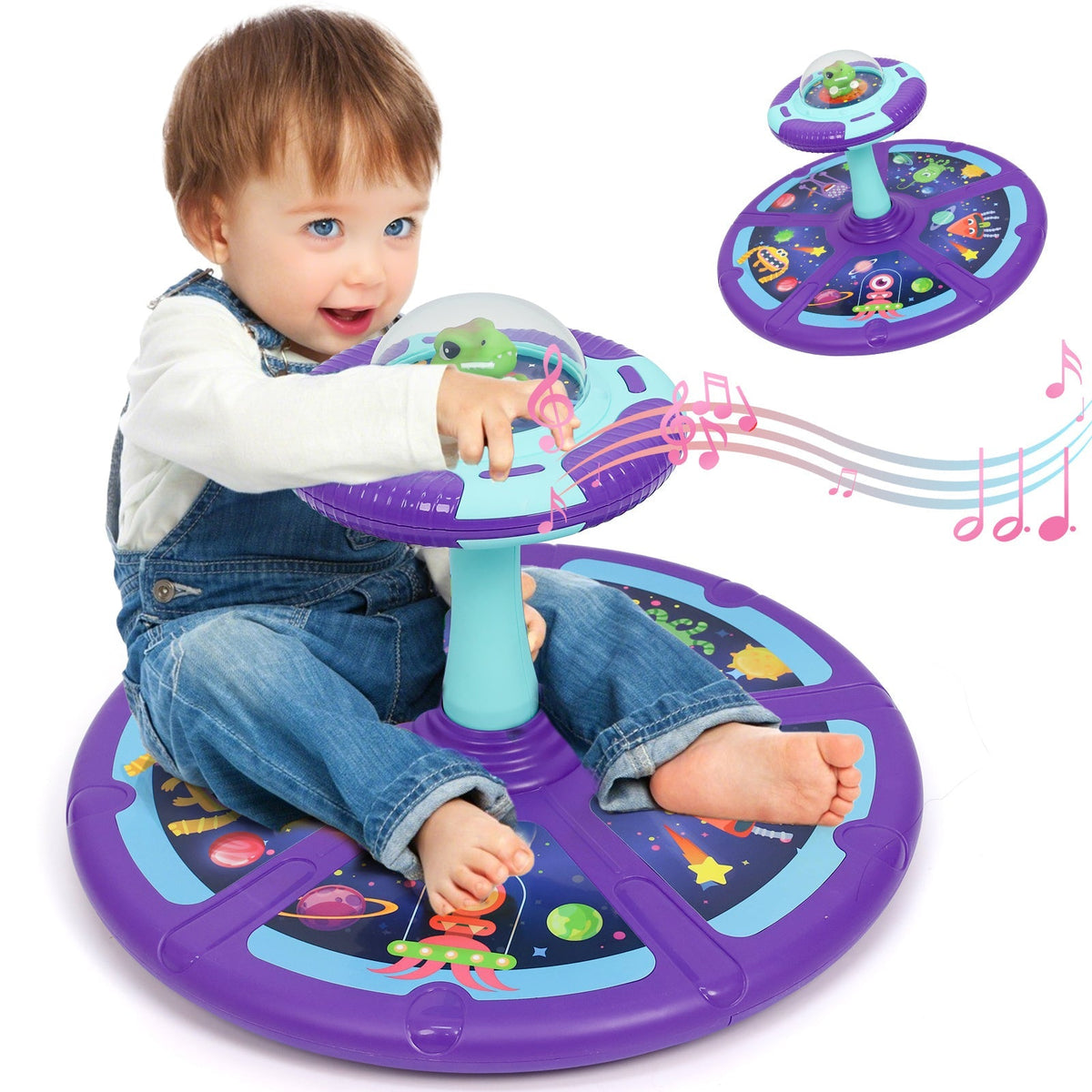 Dinosaur Spin Seat Toy for Toddlers 18 Months+, 360° Sit and Spin with Music, Indoor Interactive Sensory Balance Toy — image 