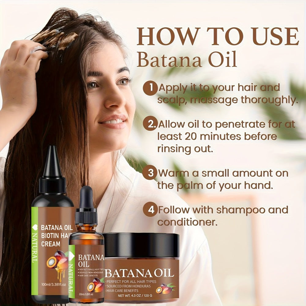 Honduran Batana Oil & Biotin 3-Piece Hair Care Set, Cold-Pressed Pure Extract, Nourishes Scalp, Strengthens Strands — image 6