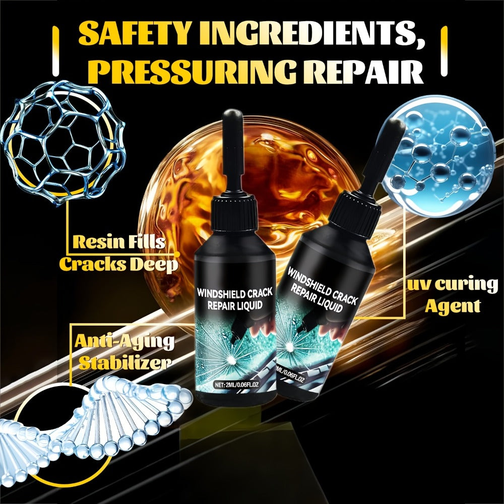 Windshield Repair Kit – Nano Resin Fix for Chips, Bullseye & Star Cracks in 15 Minutes, DIY Glass Crack Repair with Suction I
