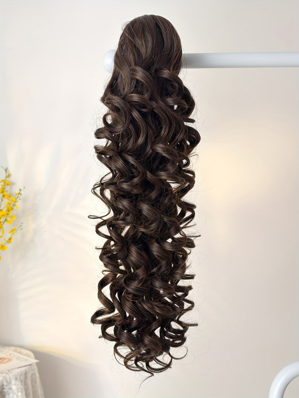 Curly Ponytail Extension 28 Inch Long Heat Resistant Synthetic Clip In Wrap Around Hairpiece Voluminous Bouncy Curls 4 Styles