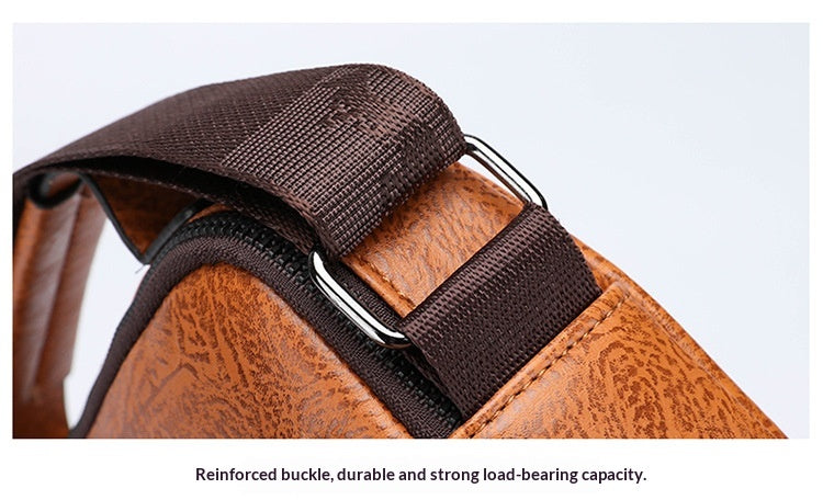 Men's Large Capacity PU Shoulder Bag Retro Business Style