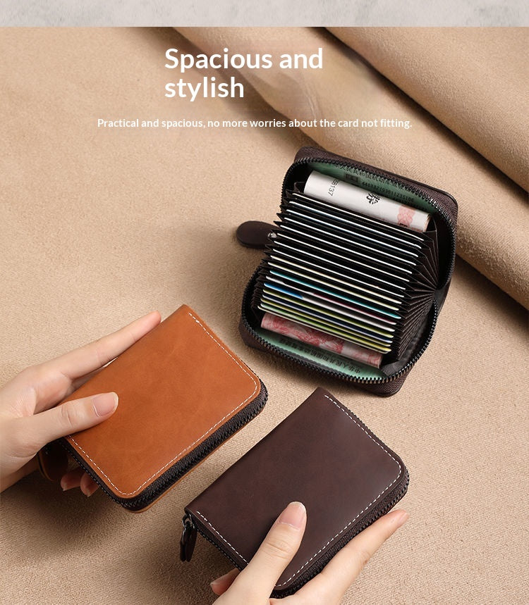 Slim Leather Men's Wallet Large Capacity Multi-Card Organizer Ultra-Thin