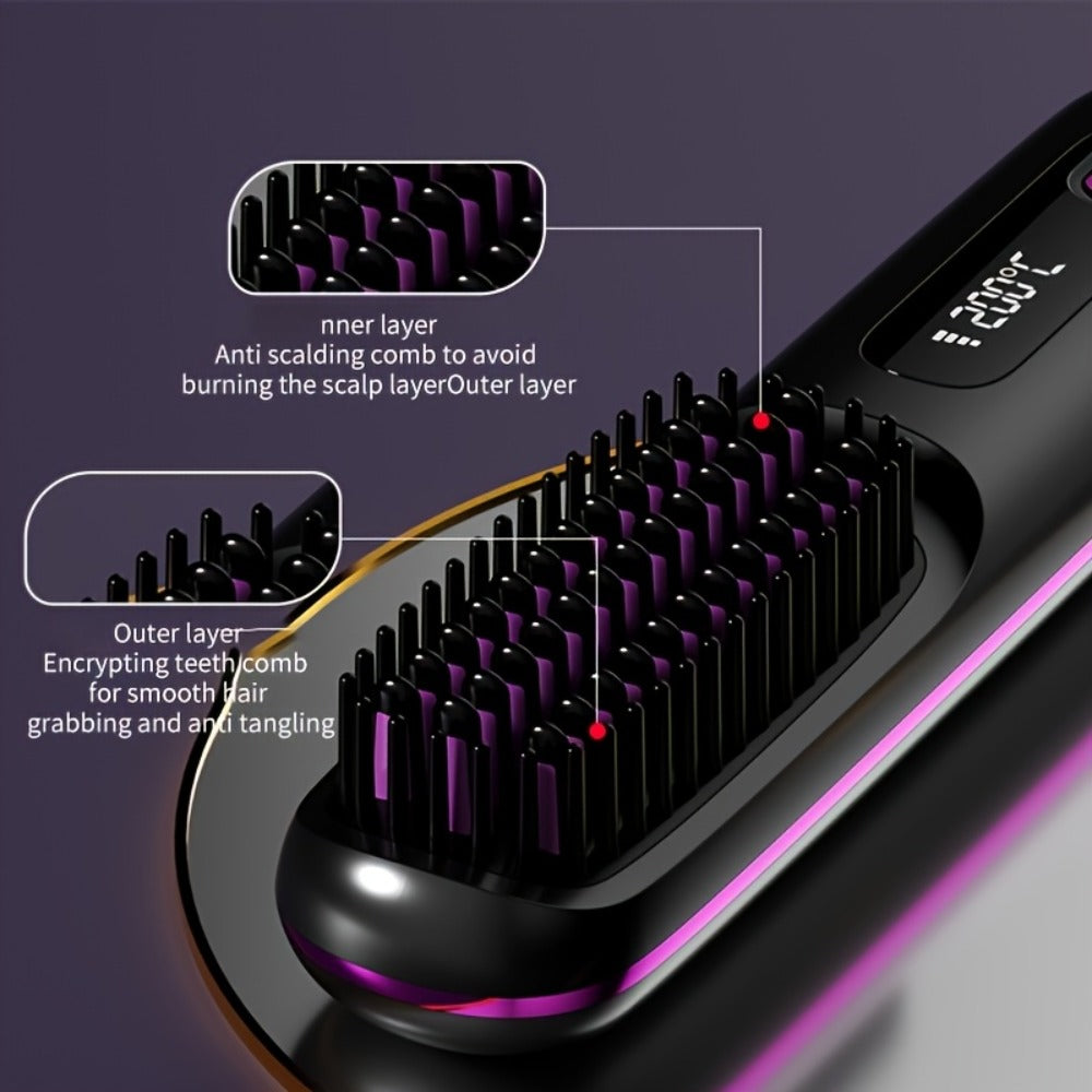 Cordless Hair Straightener 2-in-1 Ceramic Flat Iron & Curler – USB-C Rechargeable Wireless Portable Travel Styling Tool 3-Spe