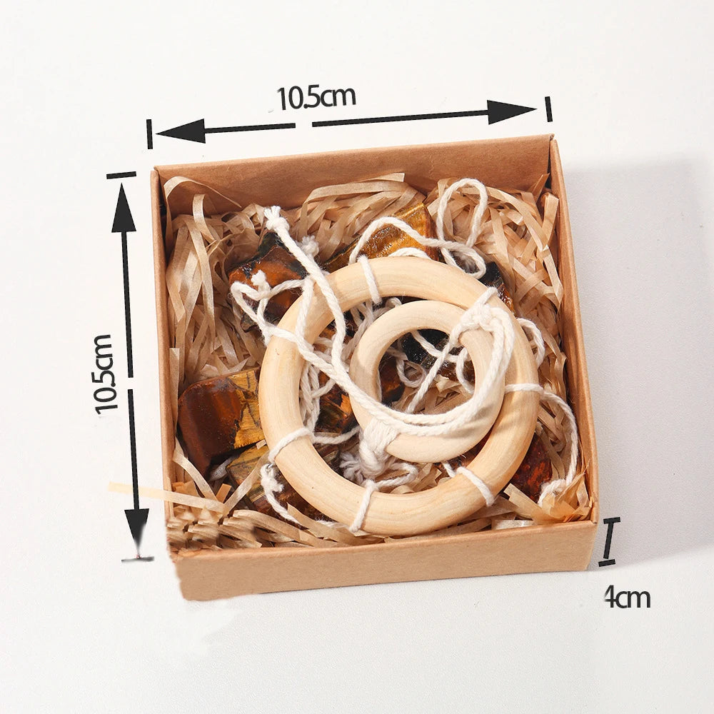 Natural crystal raw stone wind chime paper box set handmade DIY weaving home decoration car interior pendant