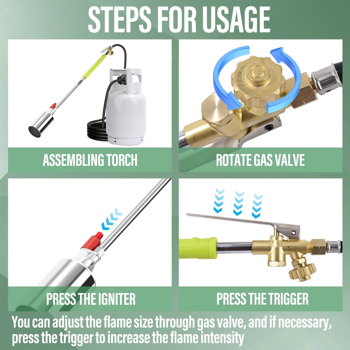 Propane Weed Torch, Flame Weeder Ice Melter Outdoor Roof Driveway for Garden, Patio and Yard Use — image 25