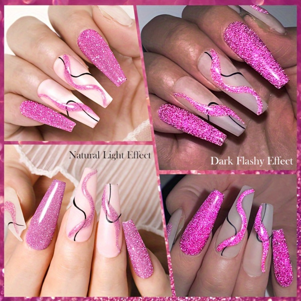 Reflective Liner Nail Art Gel Six-Bottle Set with 5ml CR01 to CR06 Colors and Slim Brushes for Detail Lines — image 8