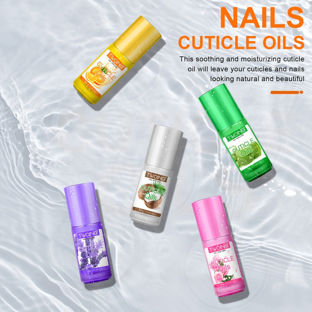 Cuticle Oil Set 6 Scents with Jojoba Oil Grape Seed Oil & Vitamin E – Paraben-Free Plant-Based Daily Nail Treatment for Dry D