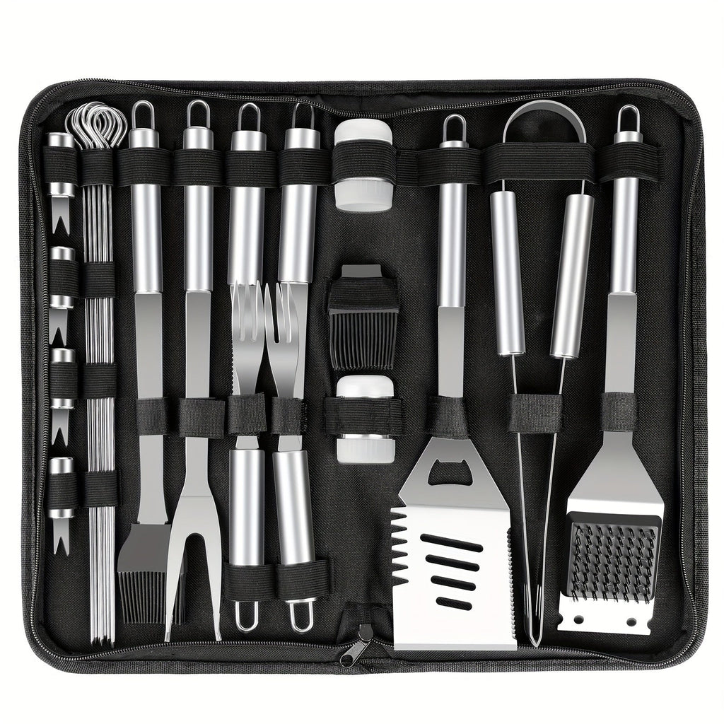 BBQ Grill Tool Kit with 24-Piece Cased Set or 15-Piece Utensil Set for Camping and Backyard Cooking — image 3