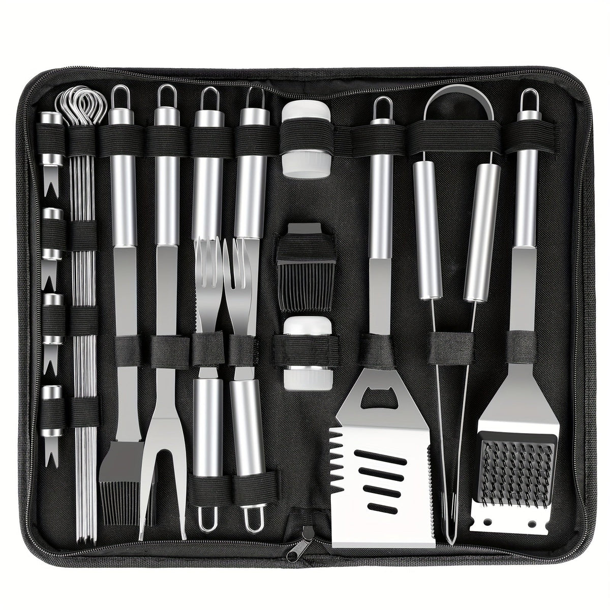 BBQ Grill Tool Kit with 24-Piece Cased Set or 15-Piece Utensil Set for Camping and Backyard Cooking — image 3