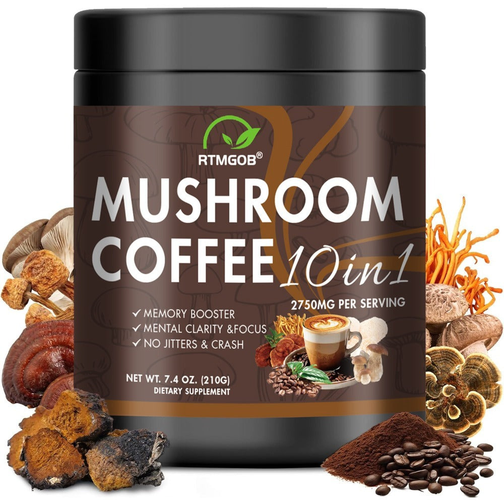 Mushroom Coffee Blend Powder 210g, Instant Coffee with Lion's Mane, Reishi, Cordyceps, Chaga & Chanterelle — image 2
