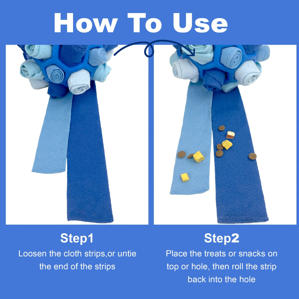 Dog Toy Fabric Snuffle Ball Treat Dispenser and Slow Feeder in Five Colors for Dogs and Puppies — image 6