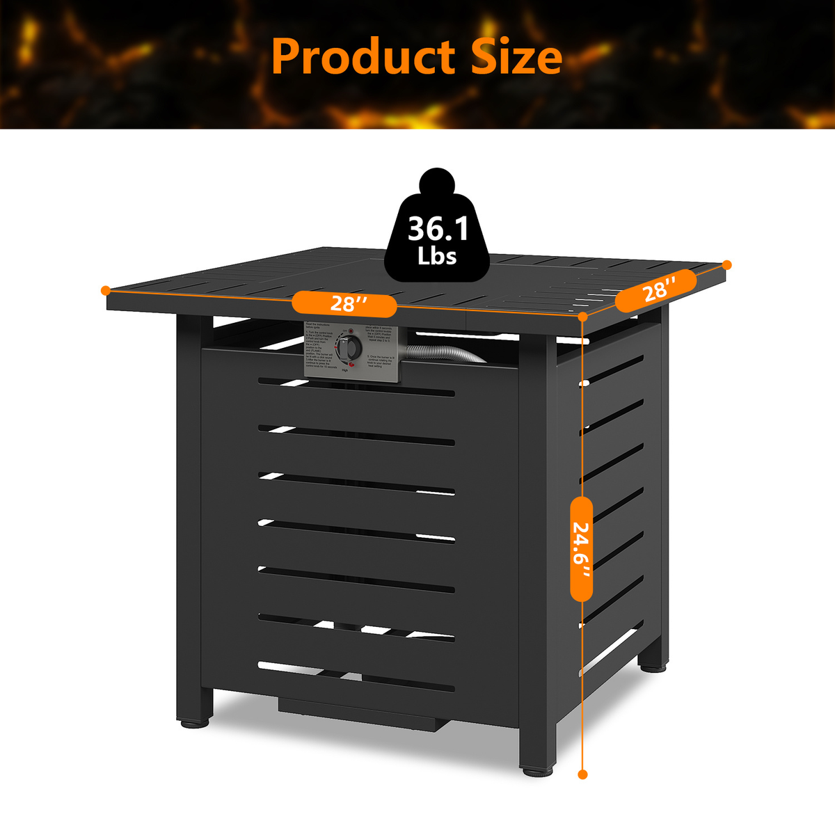 Propane Fire Pit Table Outdoor 50, 000 BTU Gas Fire Table with Lid Lava Rocks & Cover for Patio Backyard Deck Black Brown 40"